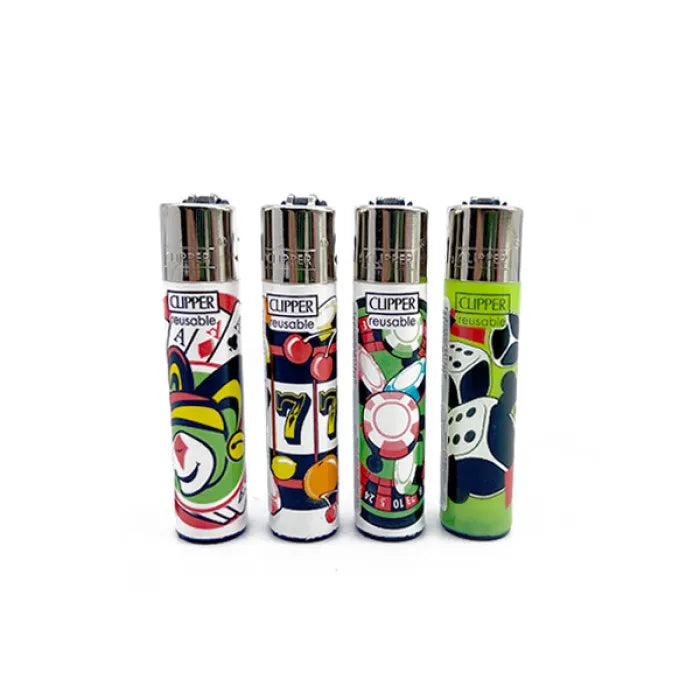 CLIPPER LIGHTERS LARGE CP11R + 5 FREE - PRINTED CASINO ASSORTED