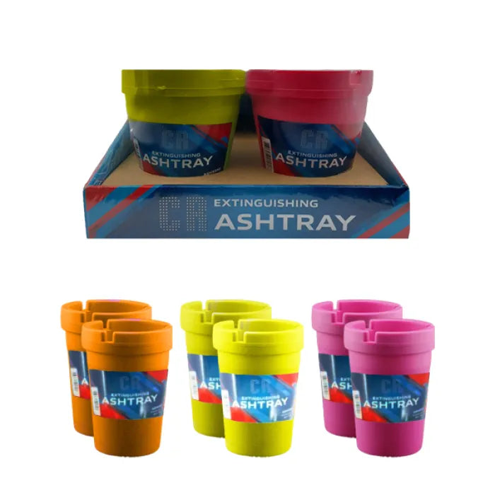 CR EXTINGUISHING ASHTRAY ROUND SMALL NEON ASSORTED - X3X3