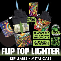 SMOKEZILLA METAL FLIP TOP LIGHTER 25281 - ASSORTED