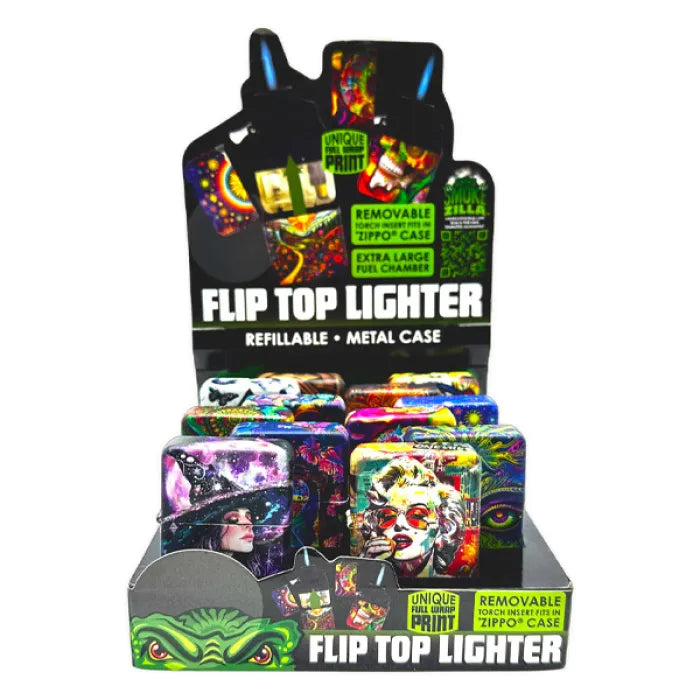 SMOKEZILLA METAL FLIP TOP LIGHTER 25281 - ASSORTED