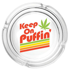 FUJIMA GA89 GLASS ASHTRAY 6.25" - KEEP ON PUFFIN