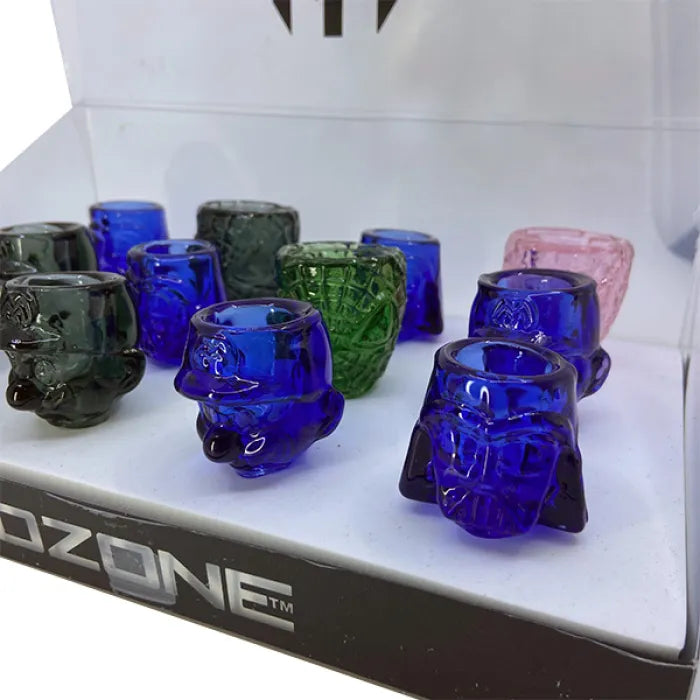 MOZONE GLASS BOWL 14MM CHARACHTER HEADS - ASSORTED