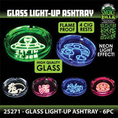 SMOKEZILLA GLASS LIGHT UP ASHTRAY 25271 - ASSORTED