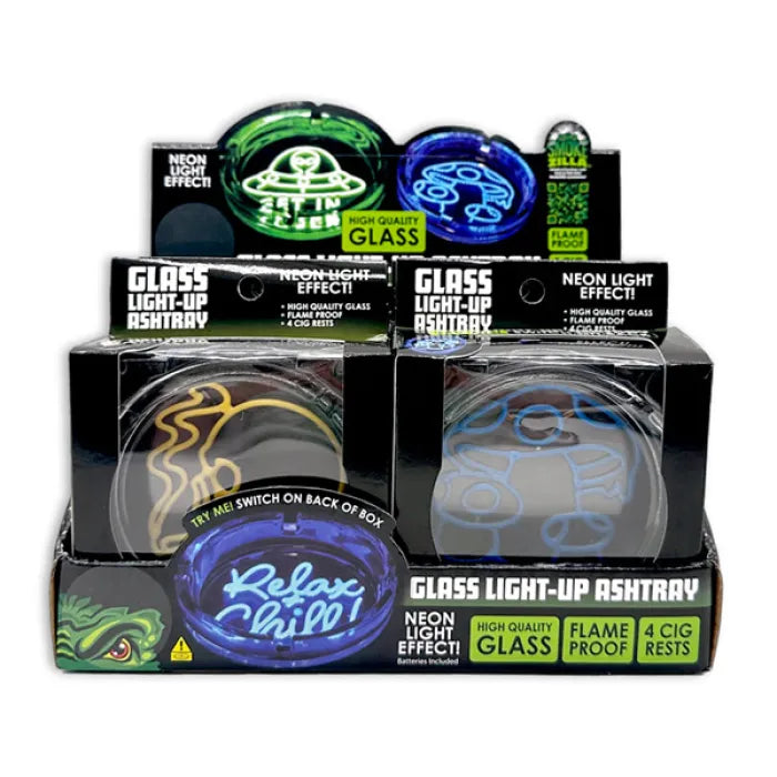 SMOKEZILLA GLASS LIGHT UP ASHTRAY 25271 - ASSORTED