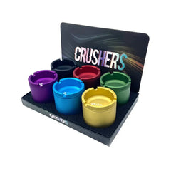 CRUSHERS METAL GRINDERS 63MM ASHTRAY ON TOP - ASSORTED COLORS GR9011
