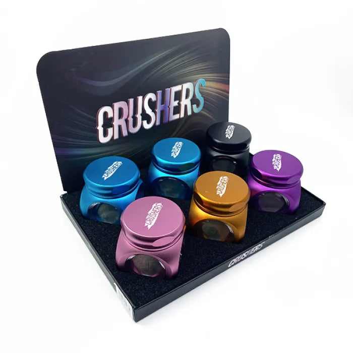 CRUSHERS METAL GRINDERS 68MM SQUARE CLEAR MIDDLE - ASSORTED COLORS GR9002