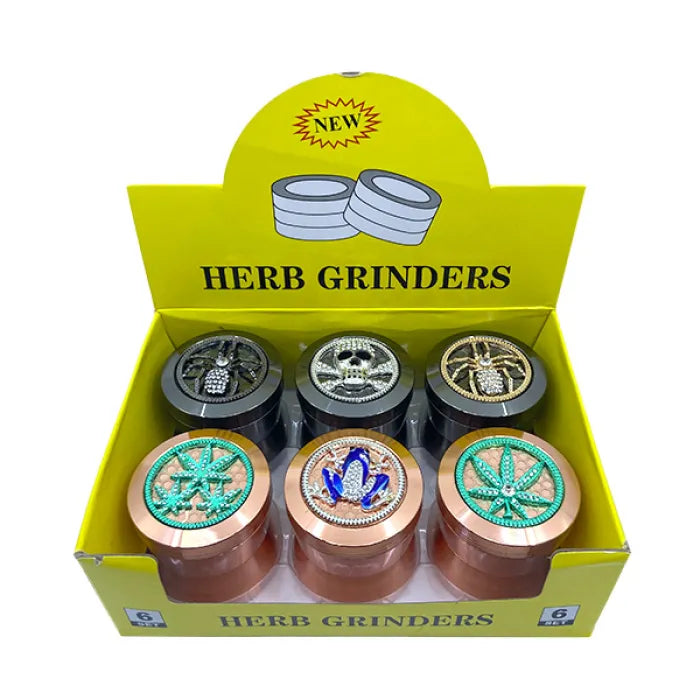 HERB GRINDER METAL TOP DESIGN - ASSORTED COLOR