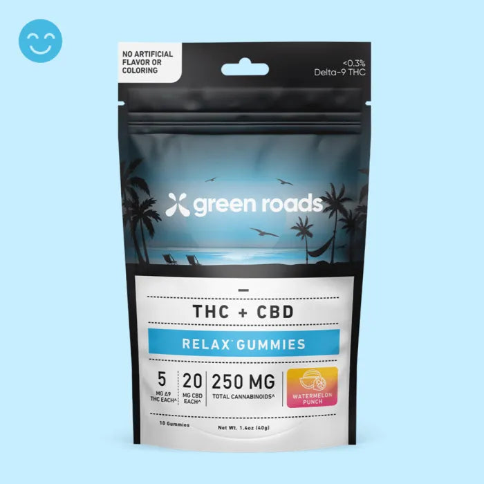 GREEN ROADS RELAX GUMMIES THC/CBD 10CT 250MG