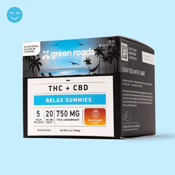 GREEN ROADS RELAX GUMMIES THC/CBD 30CT 750MG