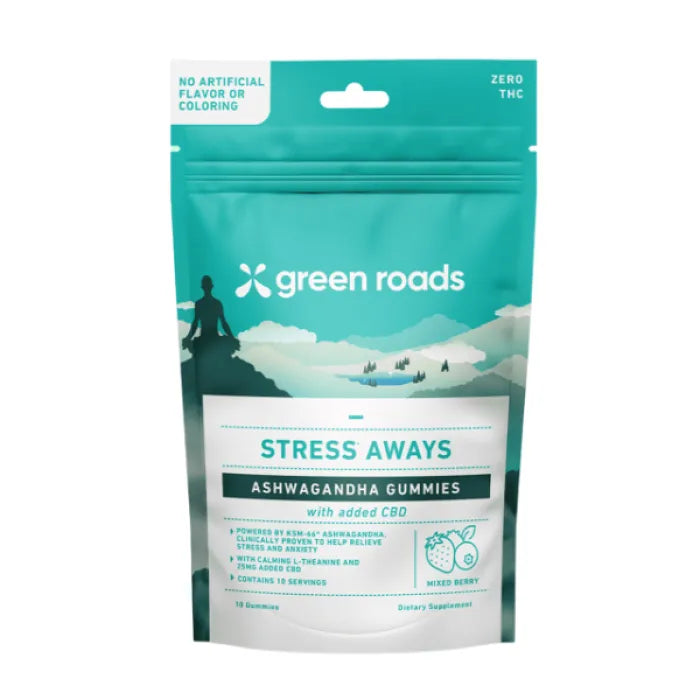 GREEN ROADS STRESS AWAY GUMMIES 250MG 10PC 4CT - ASHWAGANDHA CHERRY