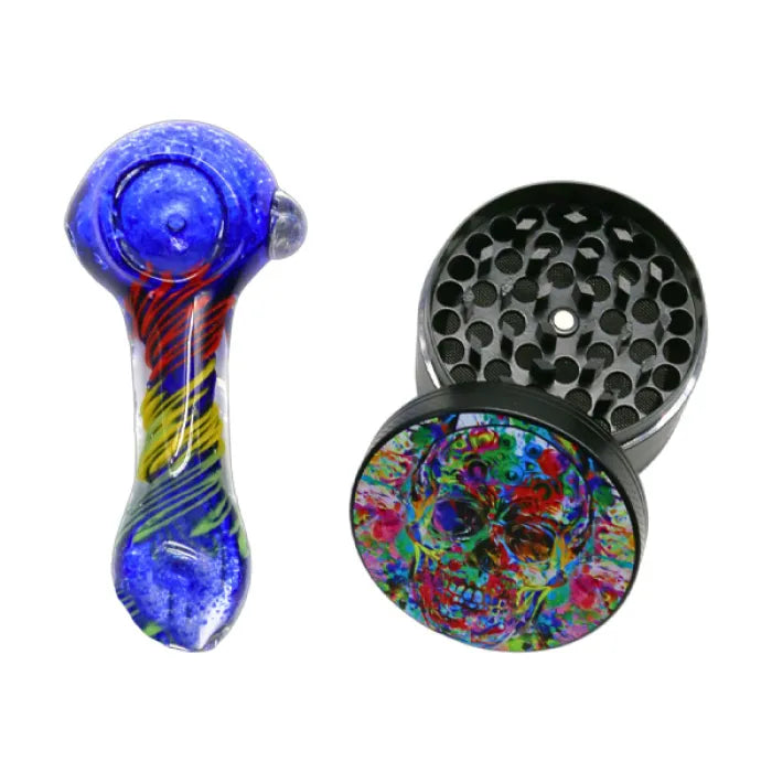 IDGAF SMOKING KIT GLASS PIPE WITH 55MM GRINDER KIT-PPGR