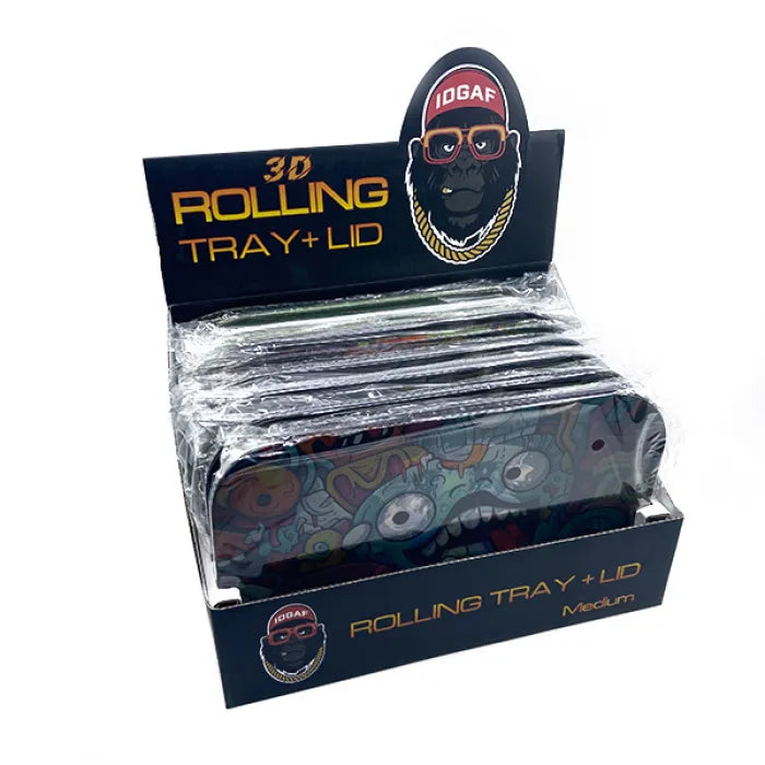 IDGAF ROLLING TRAY WITH 3D LID DISPLAY MEDIUM 8CT