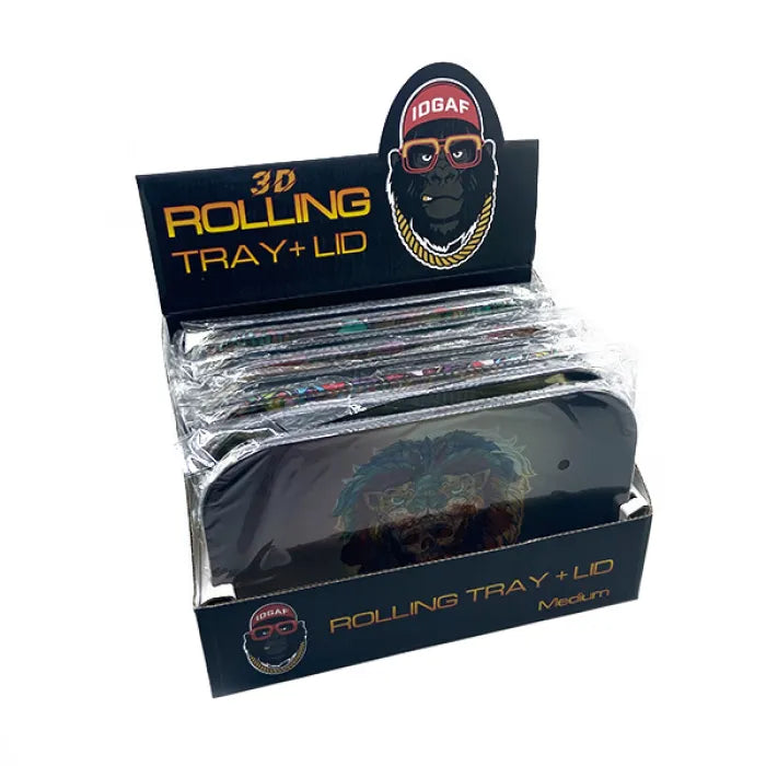 IDGAF ROLLING TRAY WITH 3D LID DISPLAY MEDIUM 8CT