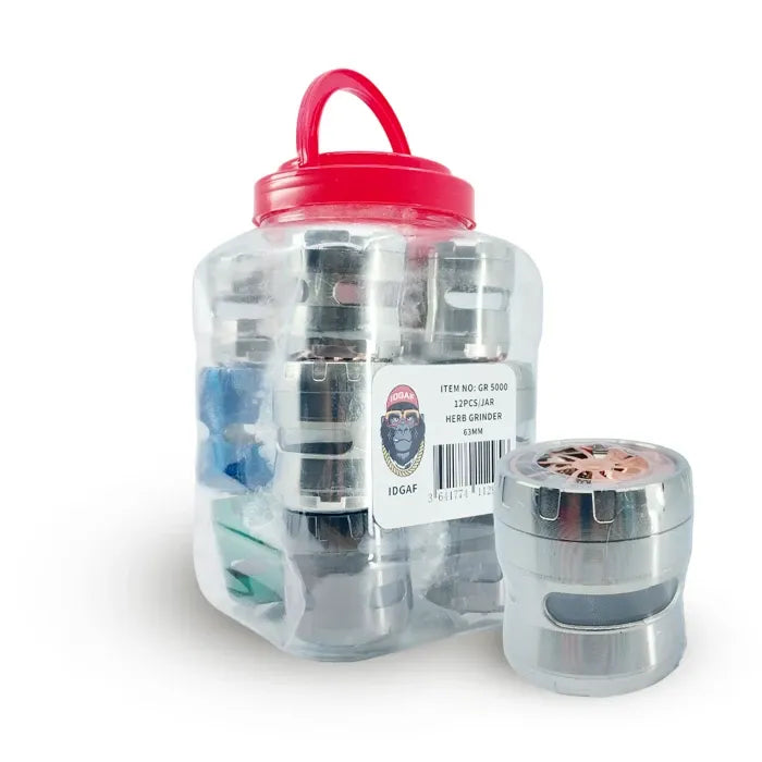 IDGAF GRINDER 63MM JAR MIX COLORS GR5000