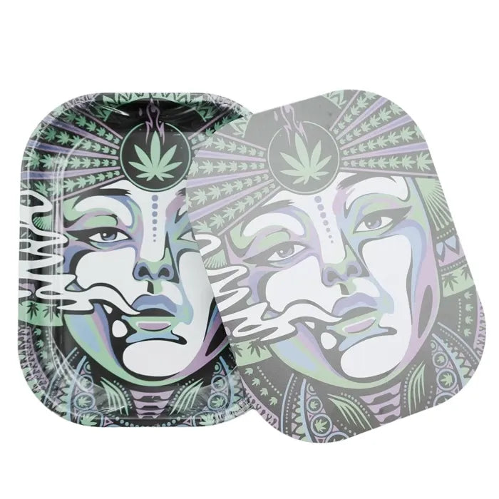 IDGAF ROLLING METAL TRAY W/LID - MEDIUM B MTL400