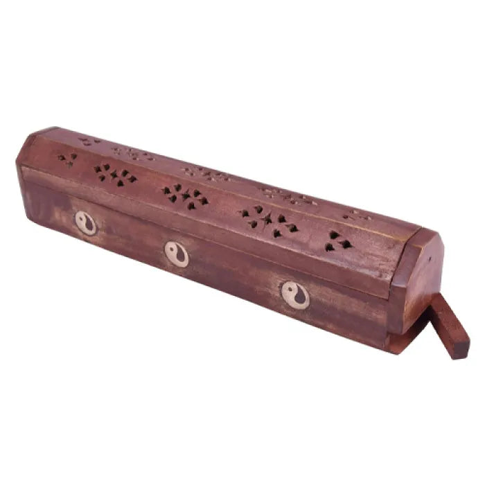 INCENSE BURNER IB1 WOODEN BOX W/ COMPARTMENT