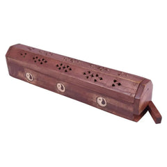 INCENSE BURNER IB1 WOODEN BOX W/ COMPARTMENT