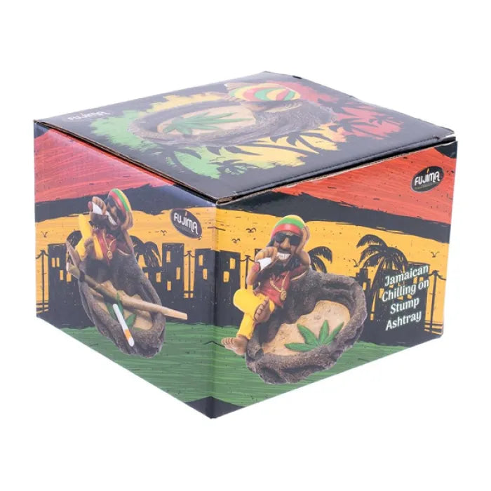 FUJIMA ASHTRAY 5.7" JAMAICAN CHILLING ON STUMP