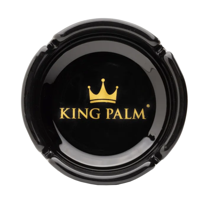 KING PALM ASHTRAY BLACK GLASS