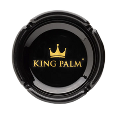KING PALM ASHTRAY BLACK GLASS
