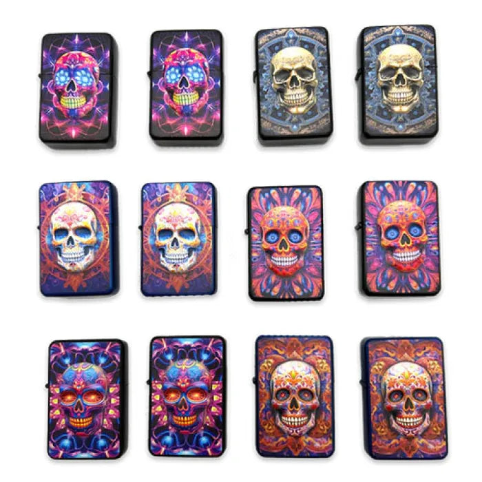 SMOKEZILLA LIGHTER 024370 SKULL FLIP TOP