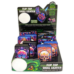 SMOKEZILLA LIGHTER 024370 SKULL FLIP TOP - ASSORTED