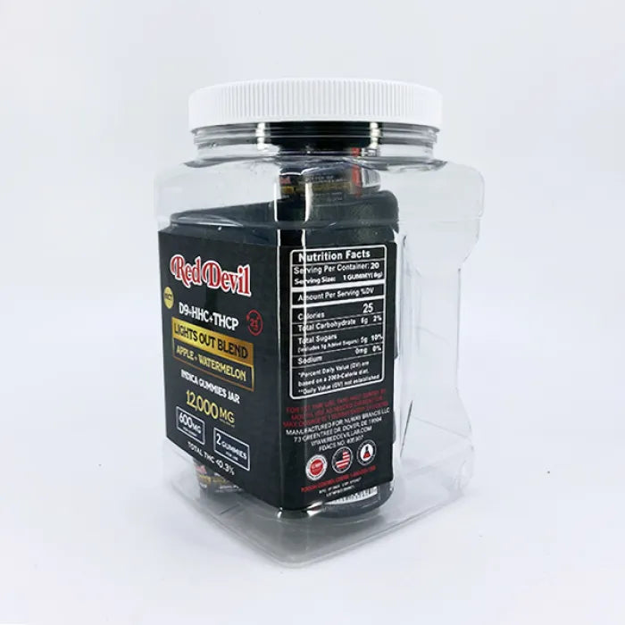 RED DEVIL GUMMIES LIGHTS OUT DUAL D9 HHC THCP 12,000MG 2PC 10CT
