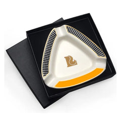 FUJIMA LUCIENNE CHECKERED TRIANGLE CIGAR ASHTRAY A261 - YELLOW