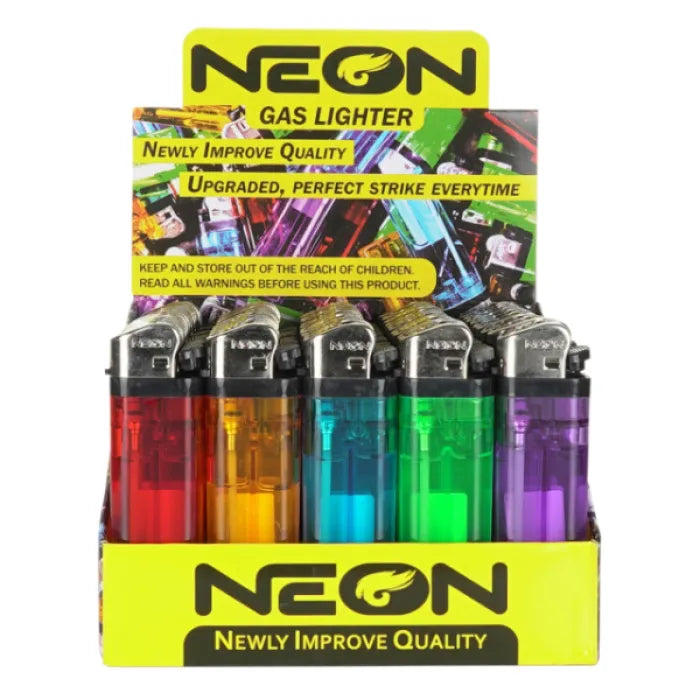 NEON LIGHTERS 50CT - TRANSPARENT ASSORTED ZY-2A-01