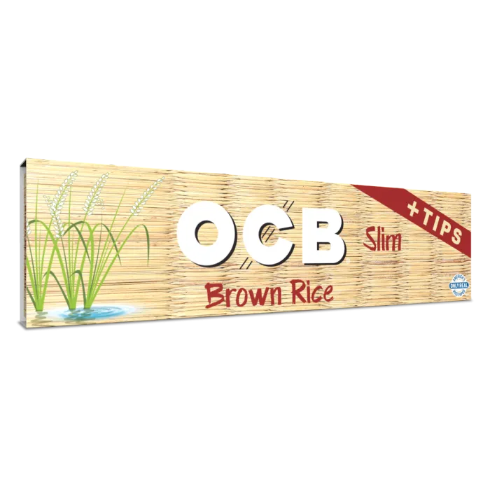 OCB BROWN RICE ROLLING PAPER SLIM WITH TIPS