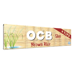 OCB BROWN RICE ROLLING PAPER SLIM WITH TIPS