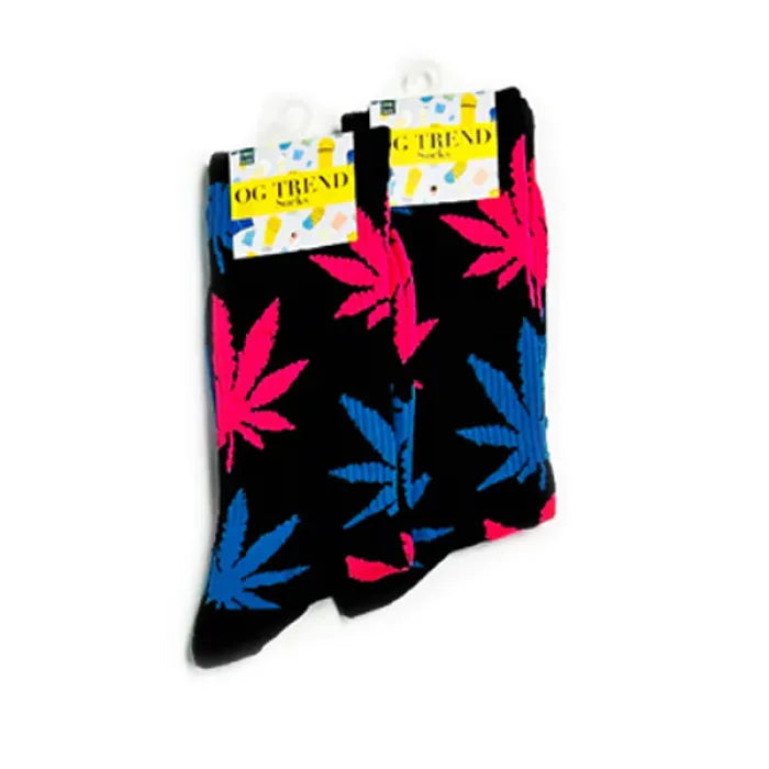 OG TREND SSM12 LEAF PRINT SOCKS - ASSORTED