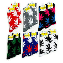 OG TREND SSM12 LEAF PRINT SOCKS - ASSORTED