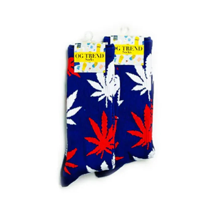 OG TREND SSM12 LEAF PRINT SOCKS - ASSORTED