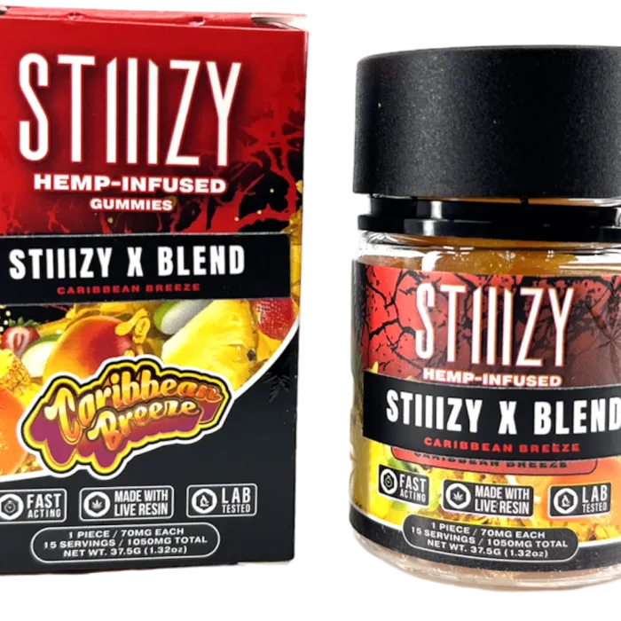 STIIIZY X BLEND 15PC 1050MG GUMMY JAR - CARIBBEAN BREEZE ( SATIVA )