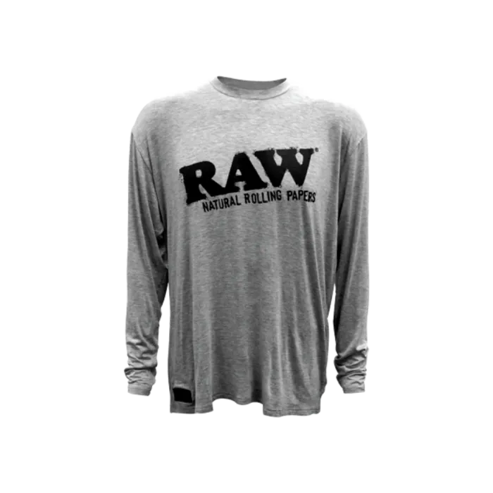 RAW LONG SLEEVE GREY SHIRT W/ BLACK LOGO 22126