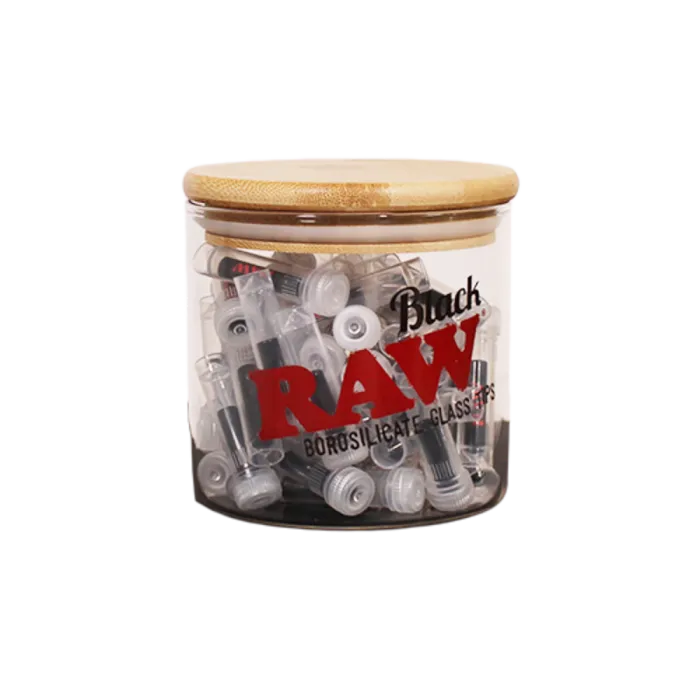 RAW BLACK GLASS TIPS JAR