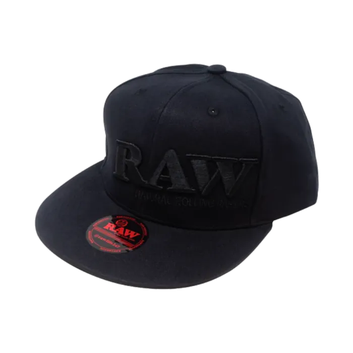 RAW POKER HAT BLACK ON BLACK FLAT BRIM SNAPBACK HAT
