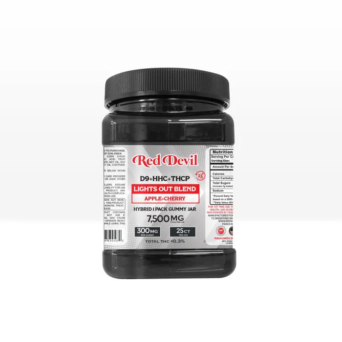 RED DEVIL LIGHTS OUT DUAL D9 HHC THCP 300MG 25CT JAR GUMMY