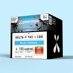 GREEN ROADS RELAX GUMMIES D9/THC/CBD 4680MG 30PC