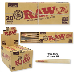 RAW CLASSIC 70/30MM CONES 20PK