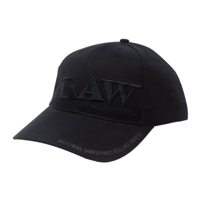 RAW POKER HAT BLACK ON BLACK CURVED BILL ADJUSTABLE STRUCTURED HAT