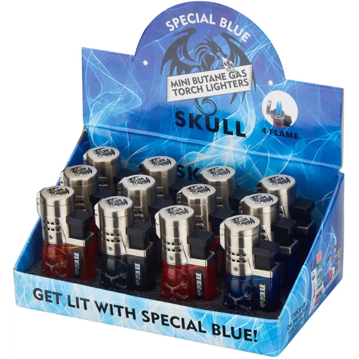 SB SKULL 4 FLAMES LIGHTER LT132M