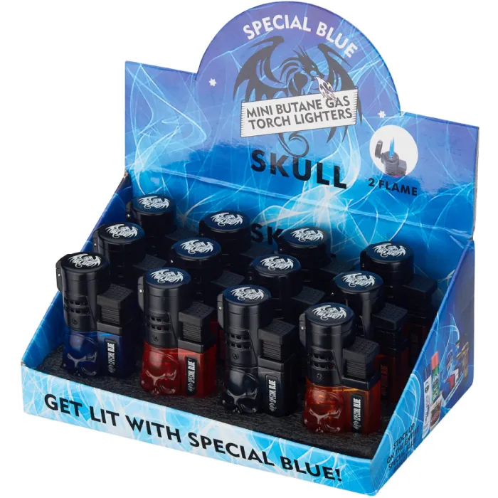 SB SKULL DOUBLE FLAME LIGHTER LT130M