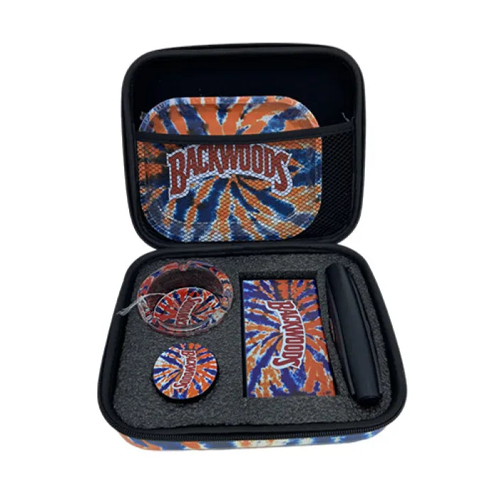 SMOKING SET BAG 5PC - BACKWOODS TIE DYE ORANGE BLUE