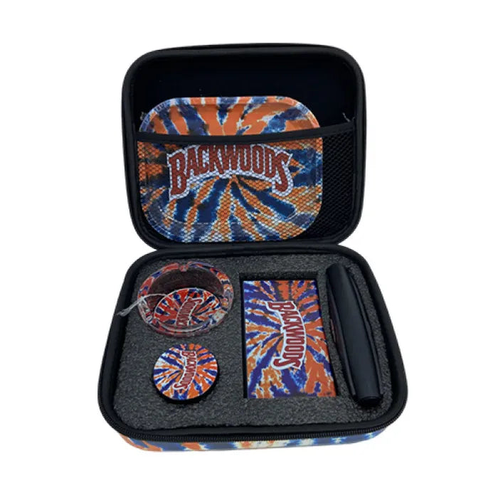 SMOKING SET BAG - BACKWOODS TIE DYE ORANGE BLUE