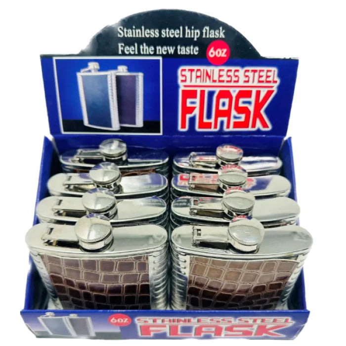 STAINLESS STEEL FLASK 6OZ W/ LEATHER 50117