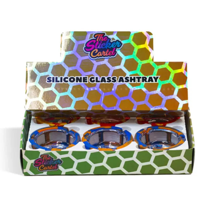 STICKER CARTEL GLASS SILICONE ASHTRAY 100MM ASSORTED