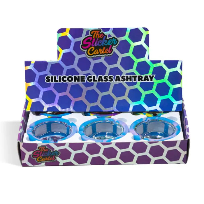 STICKER CARTEL GLASS SILICONE ASHTRAY 100MM ASSORTED