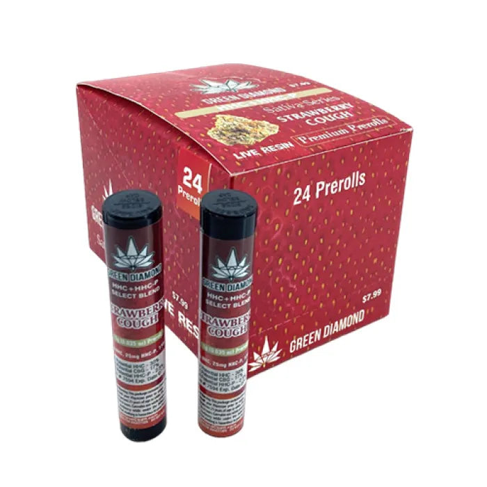 GREEN DIAMOND HHC HHCP PRE ROLL 24CT - STRAWBERRY COUGH SATIVA